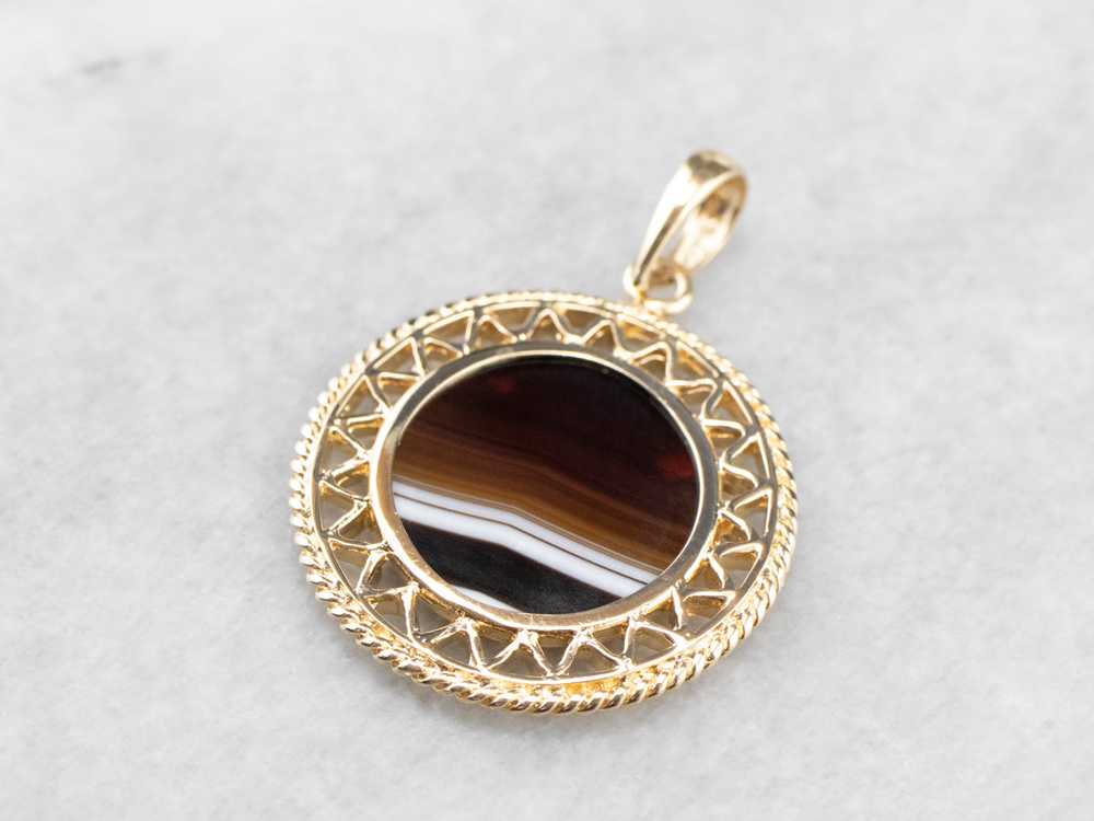 Mid Century Banded Agate Pendant - image 1