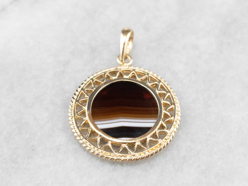 Mid Century Banded Agate Pendant - image 2