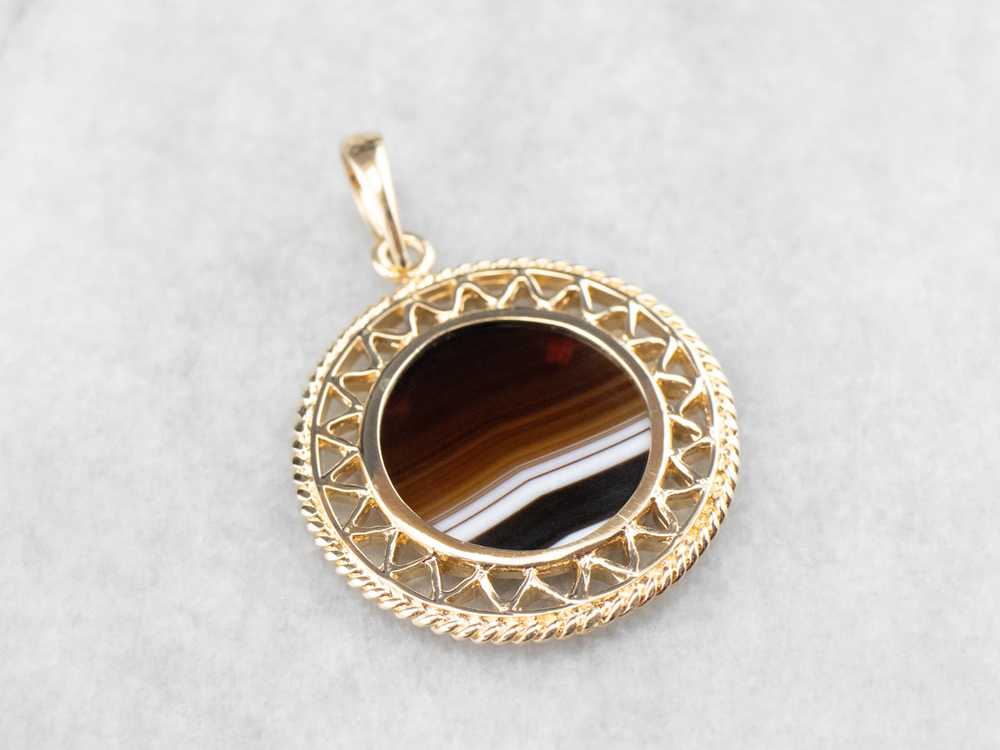 Mid Century Banded Agate Pendant - image 3