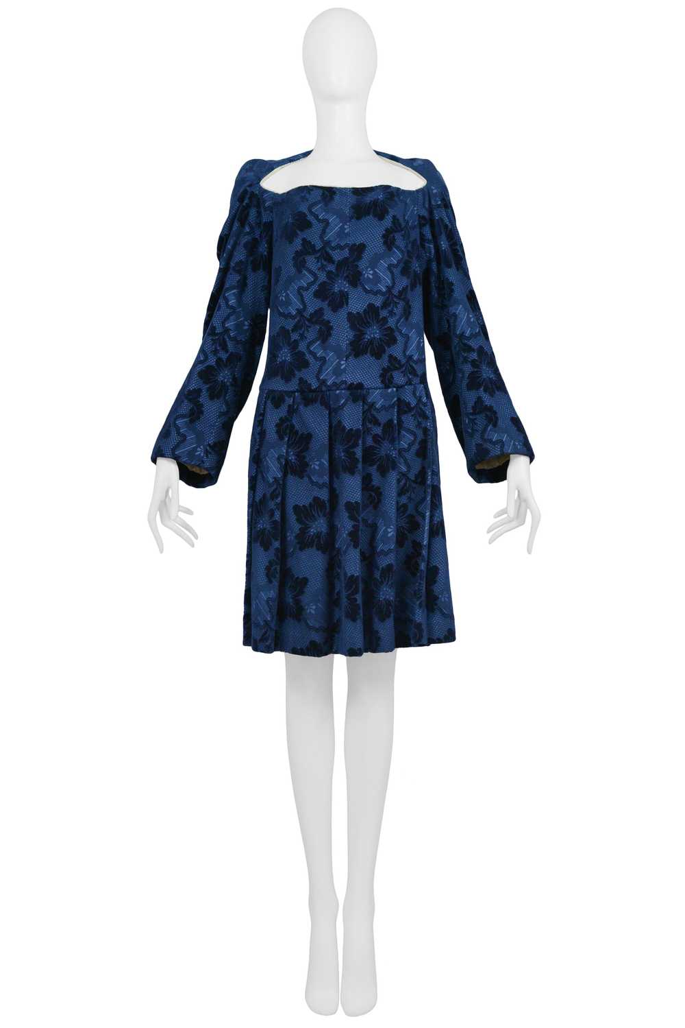 COMME DES GARCONS BLUE VELVET DEVORE FLORAL DRESS… - image 3