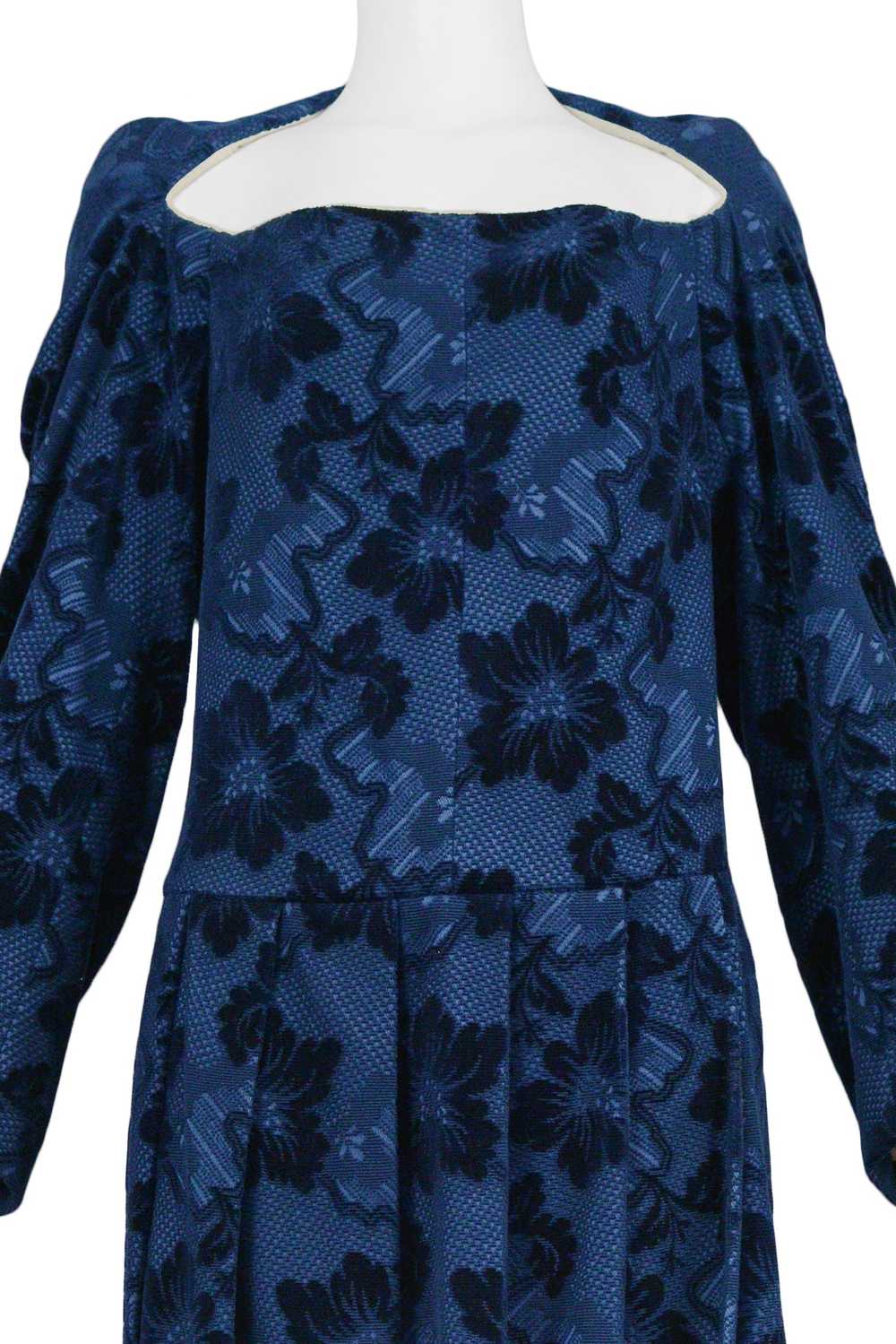 COMME DES GARCONS BLUE VELVET DEVORE FLORAL DRESS… - image 5