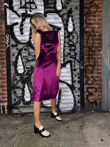 2000s Lanvin Silk Purple Sheath Dress