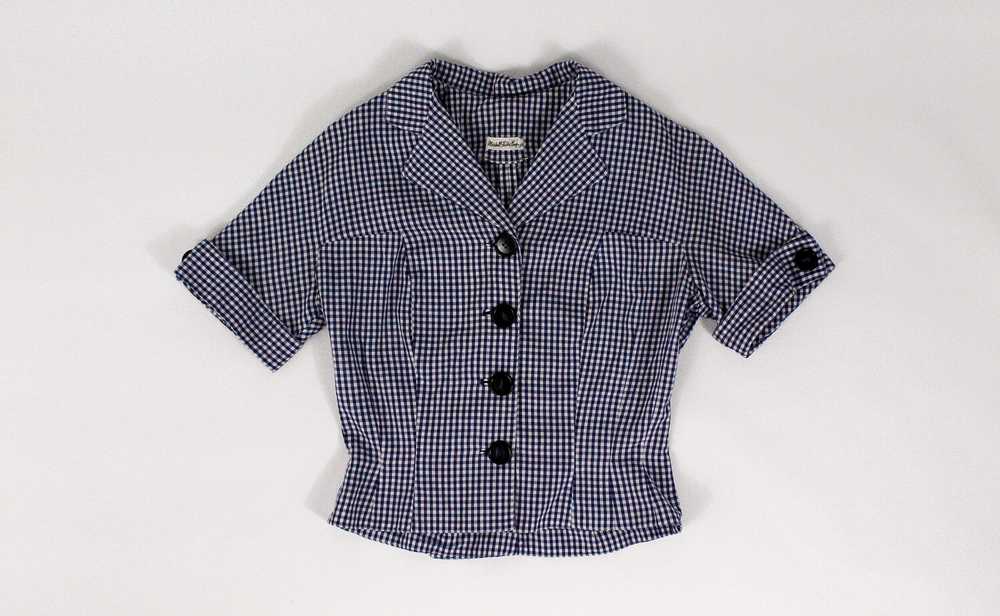1950s Marshall Field Co Gingham Blouse - image 1