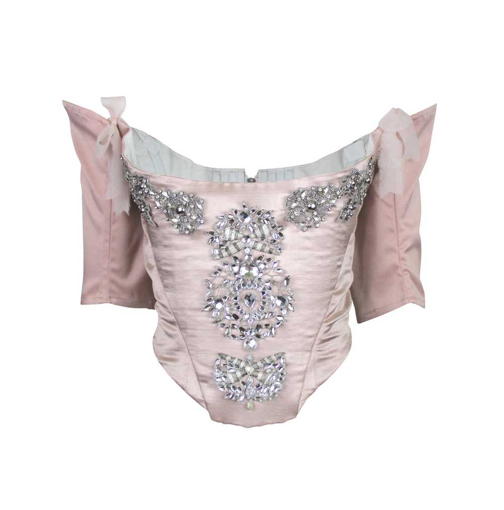 Pechuga Bejeweled Corset in Blush Silk Satin and … - image 1