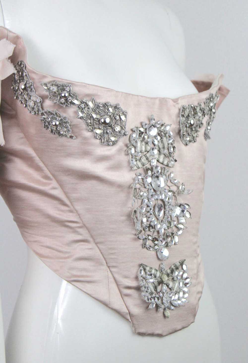 Pechuga Bejeweled Corset in Blush Silk Satin and … - image 4