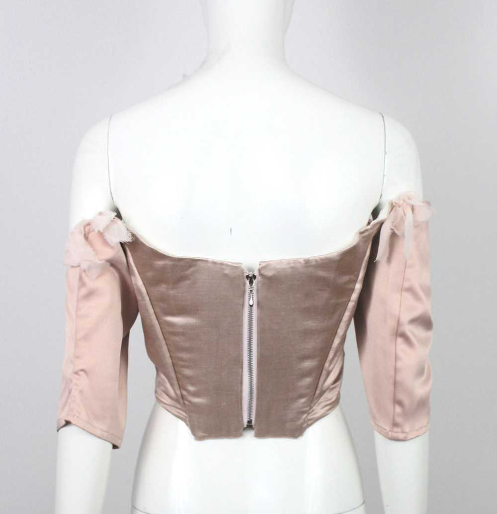 Pechuga Bejeweled Corset in Blush Silk Satin and … - image 6