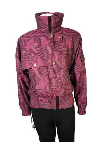 1990s Magenta Geometric Patterned Ski Jacket