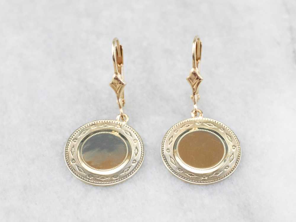 Simply Chic Gold Disk Drop Earrings - image 2
