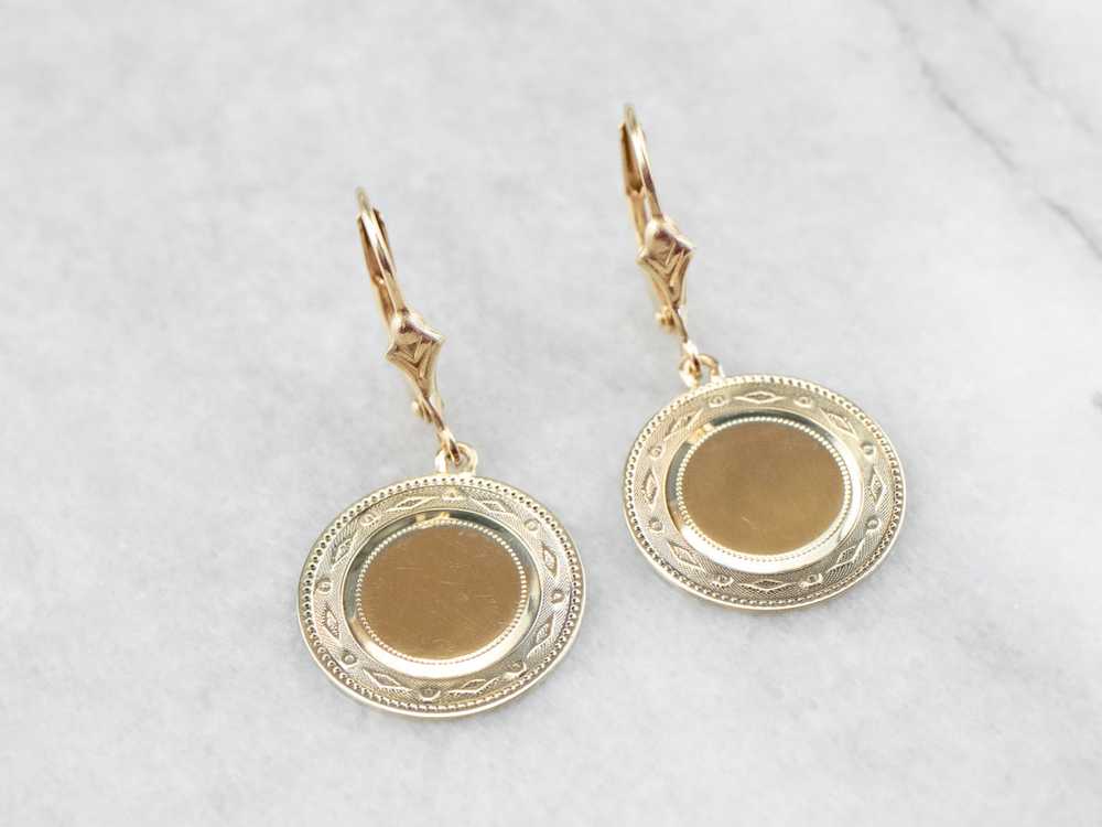 Simply Chic Gold Disk Drop Earrings - image 3
