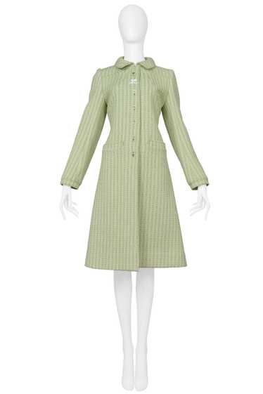 COURREGES MOSS GREEN TWEED LOGO COAT