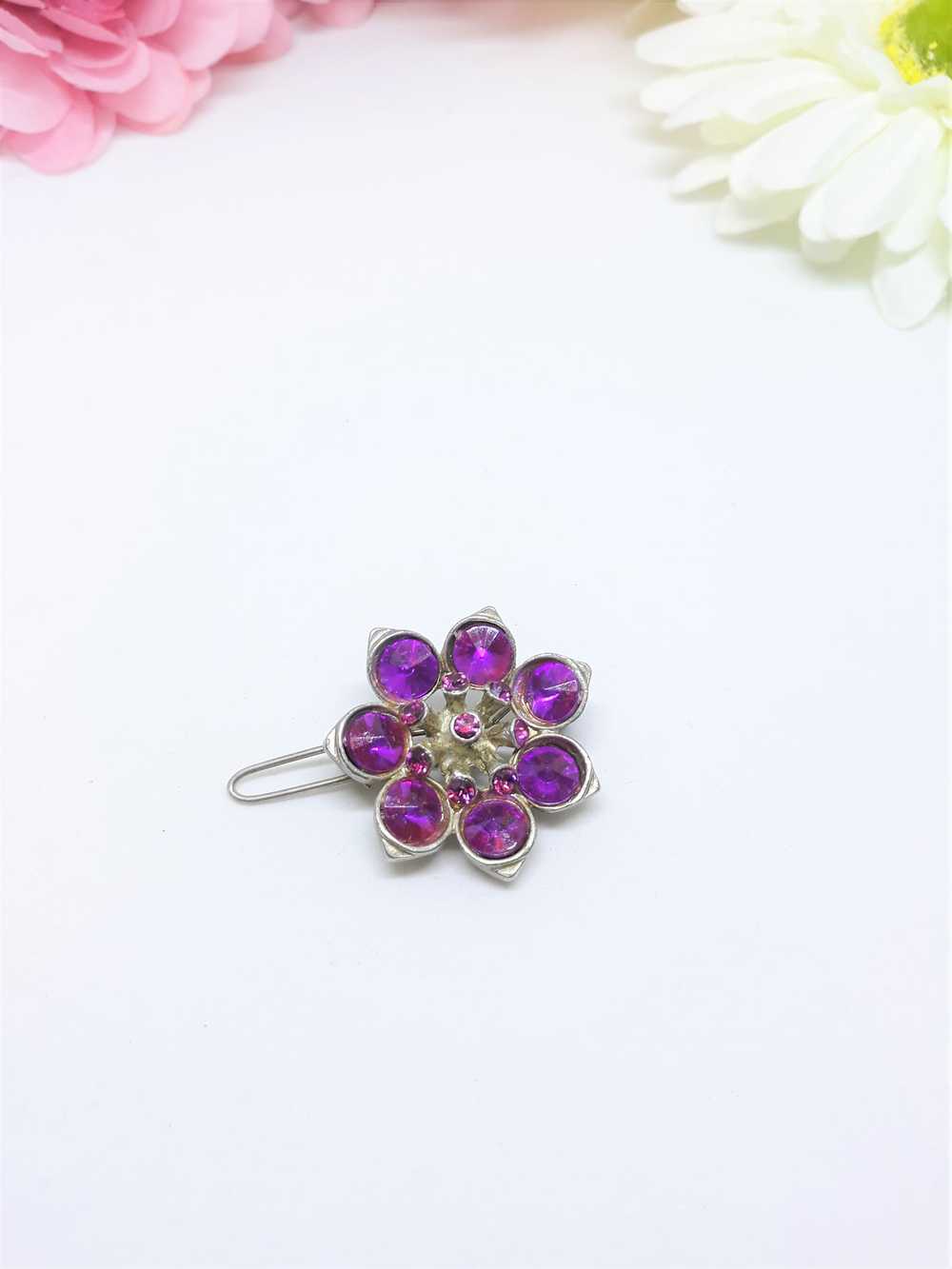 Gorgeous 1950s Purple Floral Hair Pin - image 1