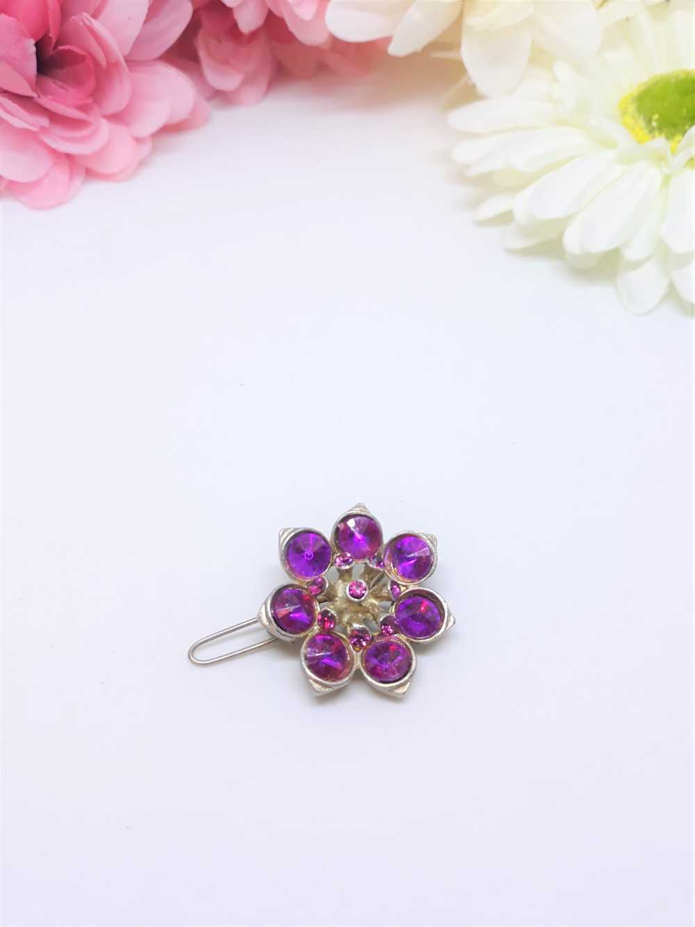 Gorgeous 1950s Purple Floral Hair Pin - image 6