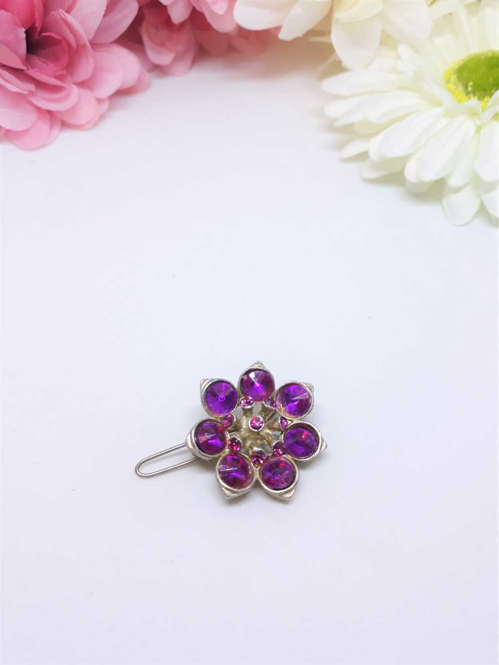Gorgeous 1950s Purple Floral Hair Pin - image 7
