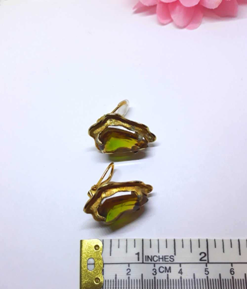 1940s BSK Signed Gold Tone Clip-on Earrings with … - image 5
