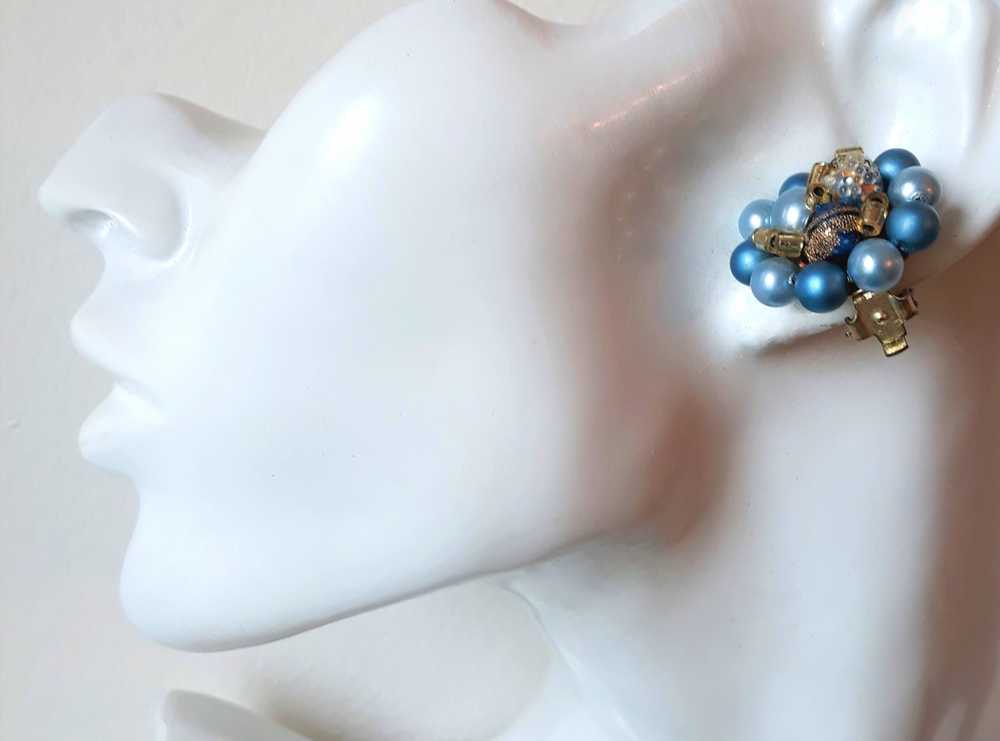 Gorgeous 1950s Light Blue Cluster Earrings - image 3