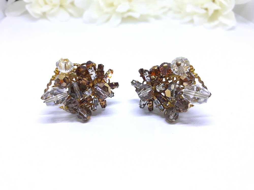 Amber and Glass Clip-on Statement Earrings, 1960s - image 5