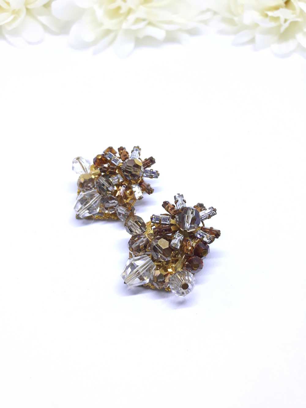 Amber and Glass Clip-on Statement Earrings, 1960s - image 7