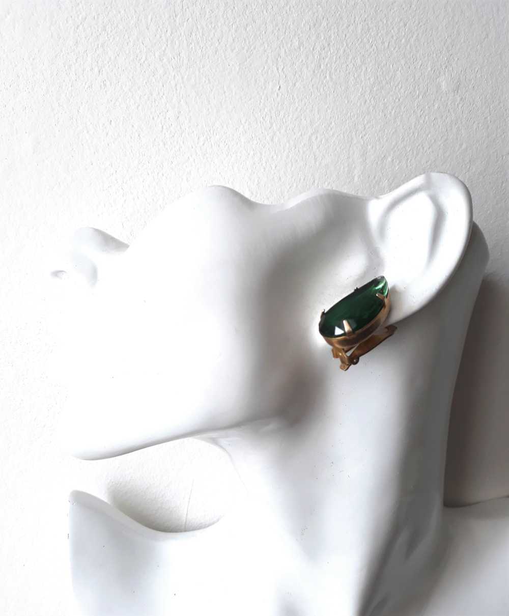 Gorgeous Green Teardrop Earrings - Clip-On Earrin… - image 6