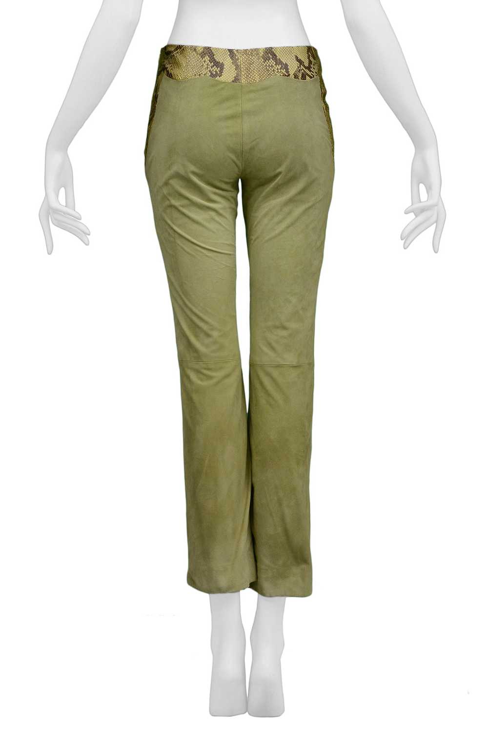 VERSACE GREEN SUEDE & LEATHER PANTS - image 2