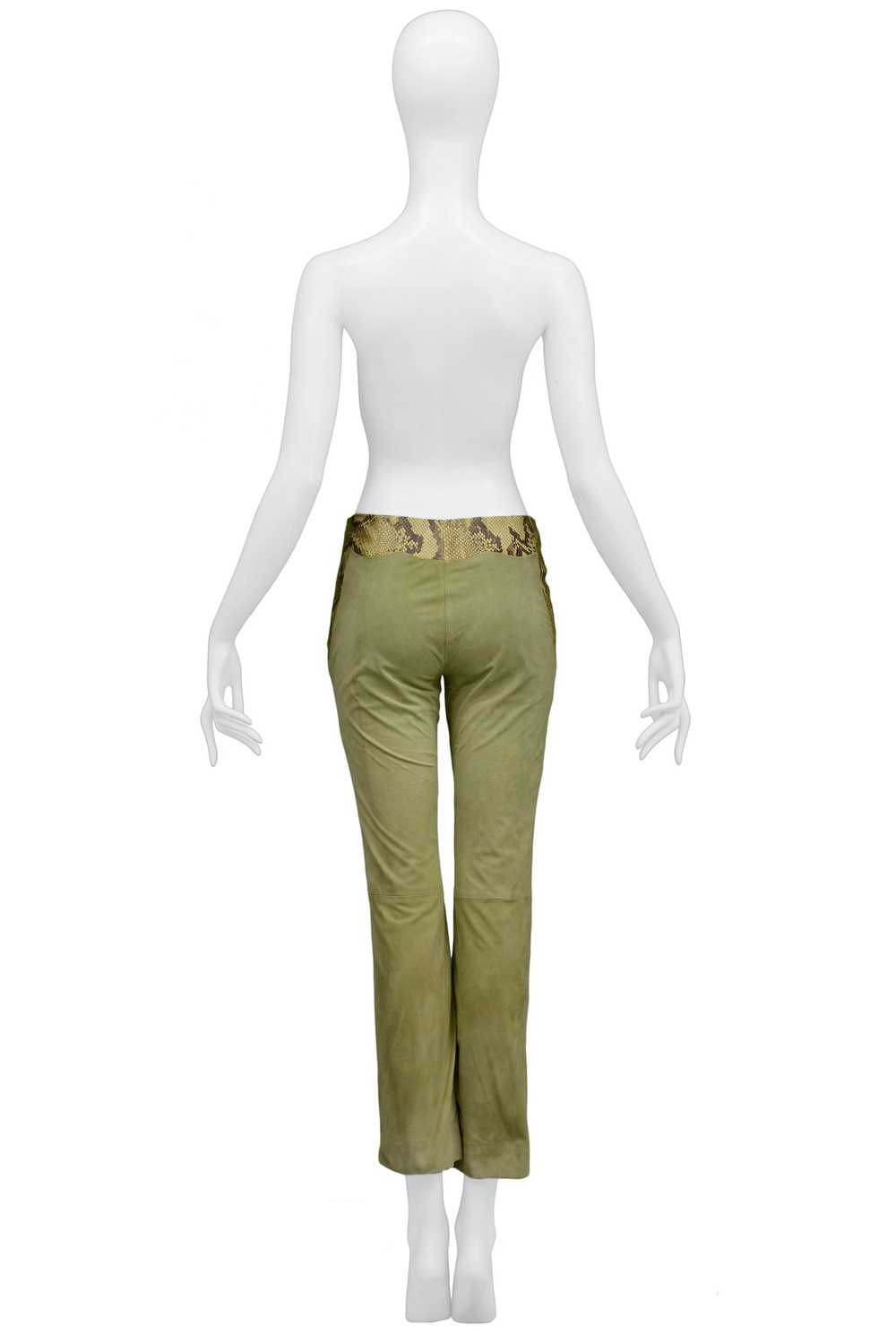 VERSACE GREEN SUEDE & LEATHER PANTS - image 6