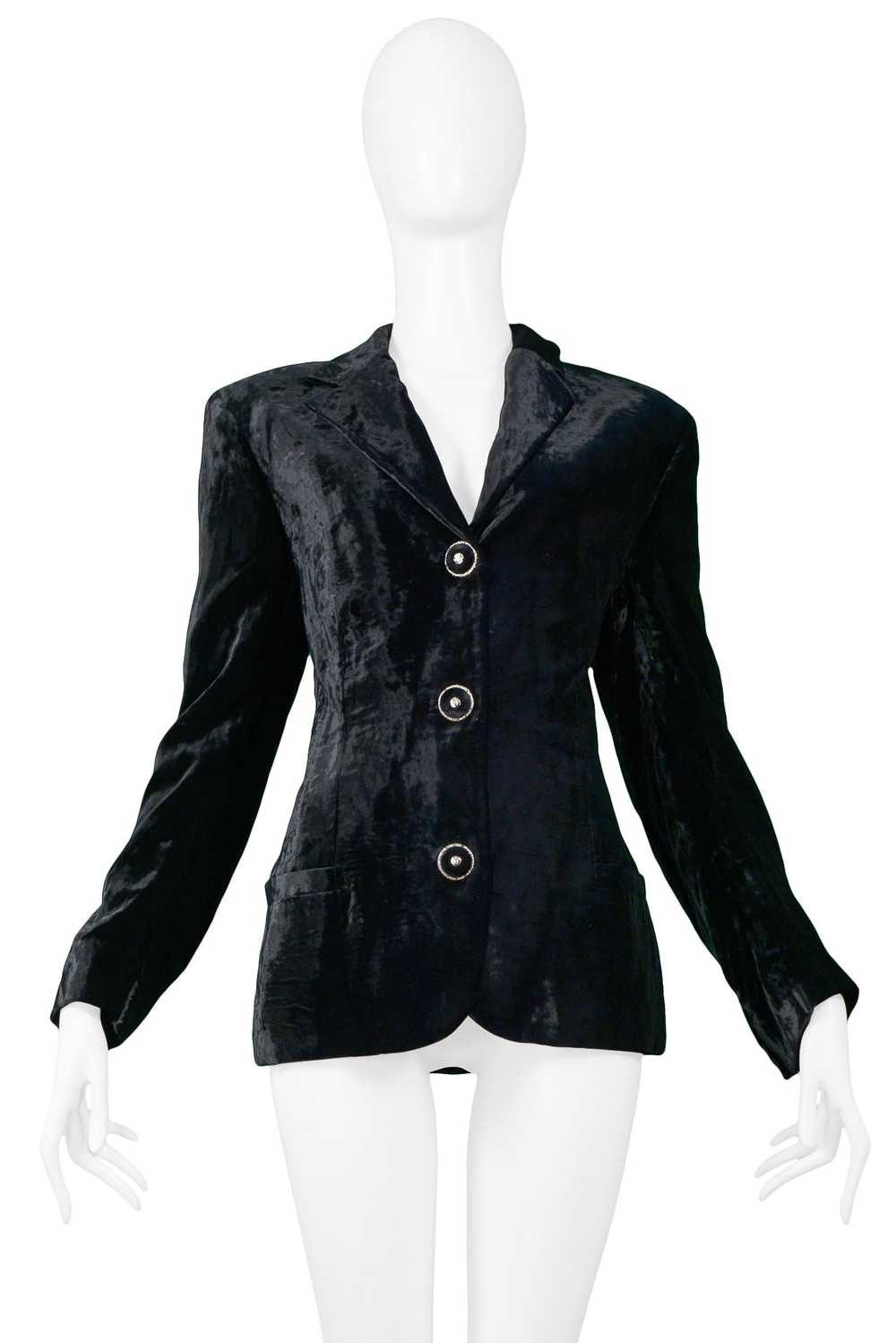 VERSACE BLACK VELVET DRESS & BLAZER ENSEMBLE - image 1