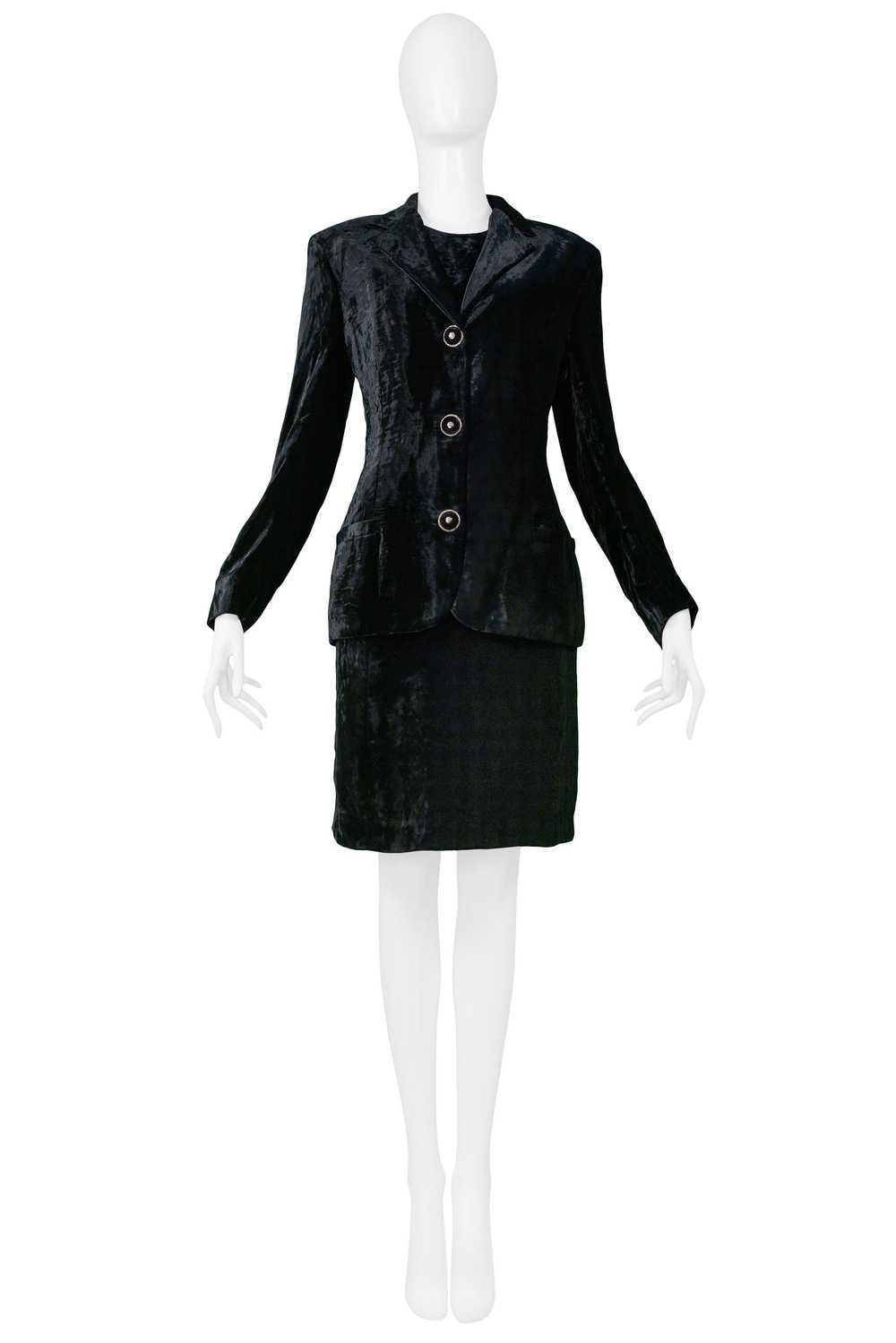 VERSACE BLACK VELVET DRESS & BLAZER ENSEMBLE - image 3