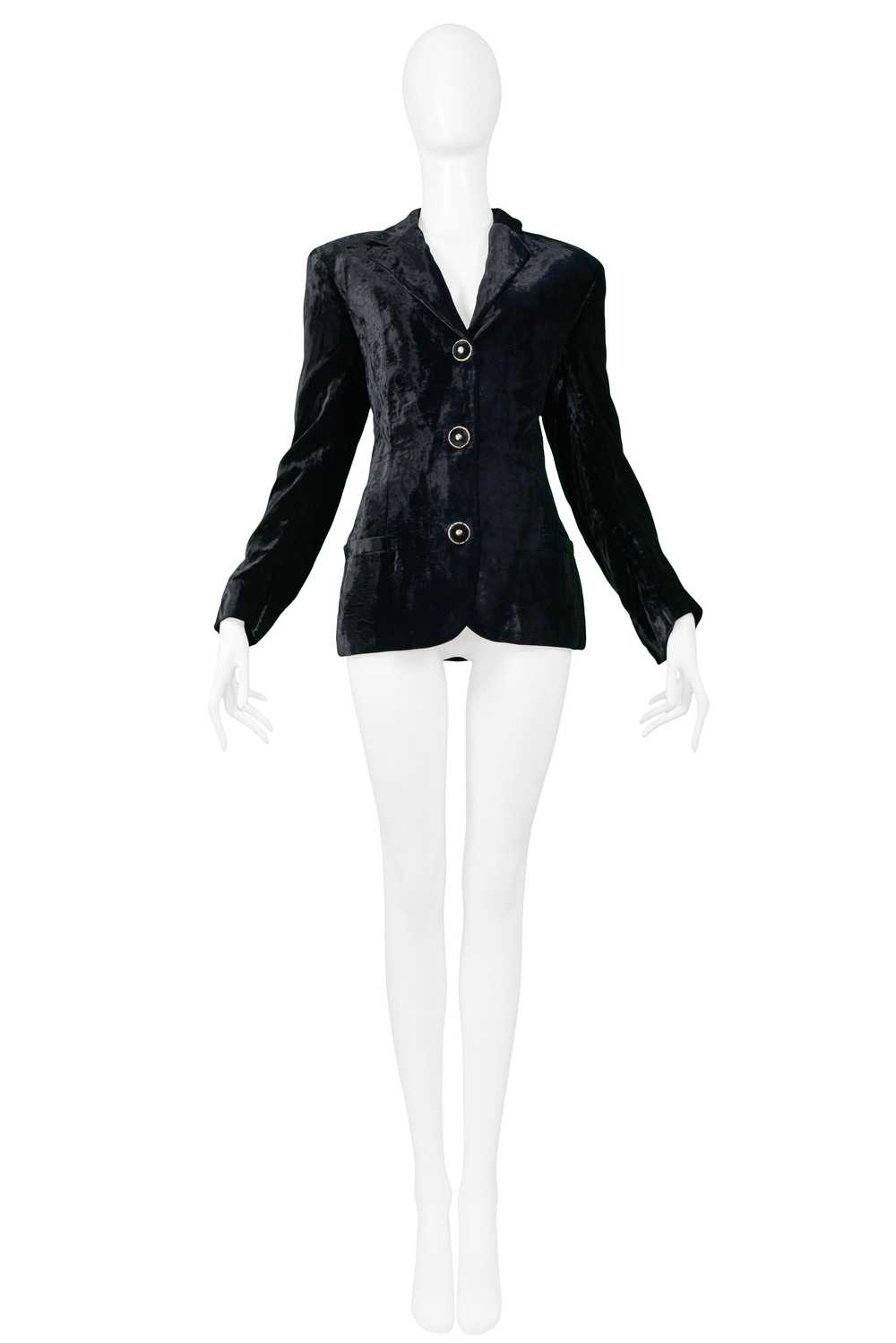 VERSACE BLACK VELVET DRESS & BLAZER ENSEMBLE - image 5