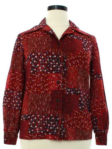 1970's Womens Print Secretary Style Disco Shirt