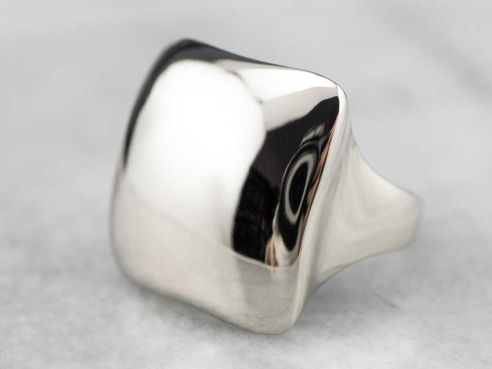 Square Domed 14K White Gold Statement Ring - image 2