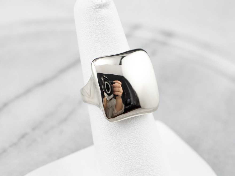Square Domed 14K White Gold Statement Ring - image 7