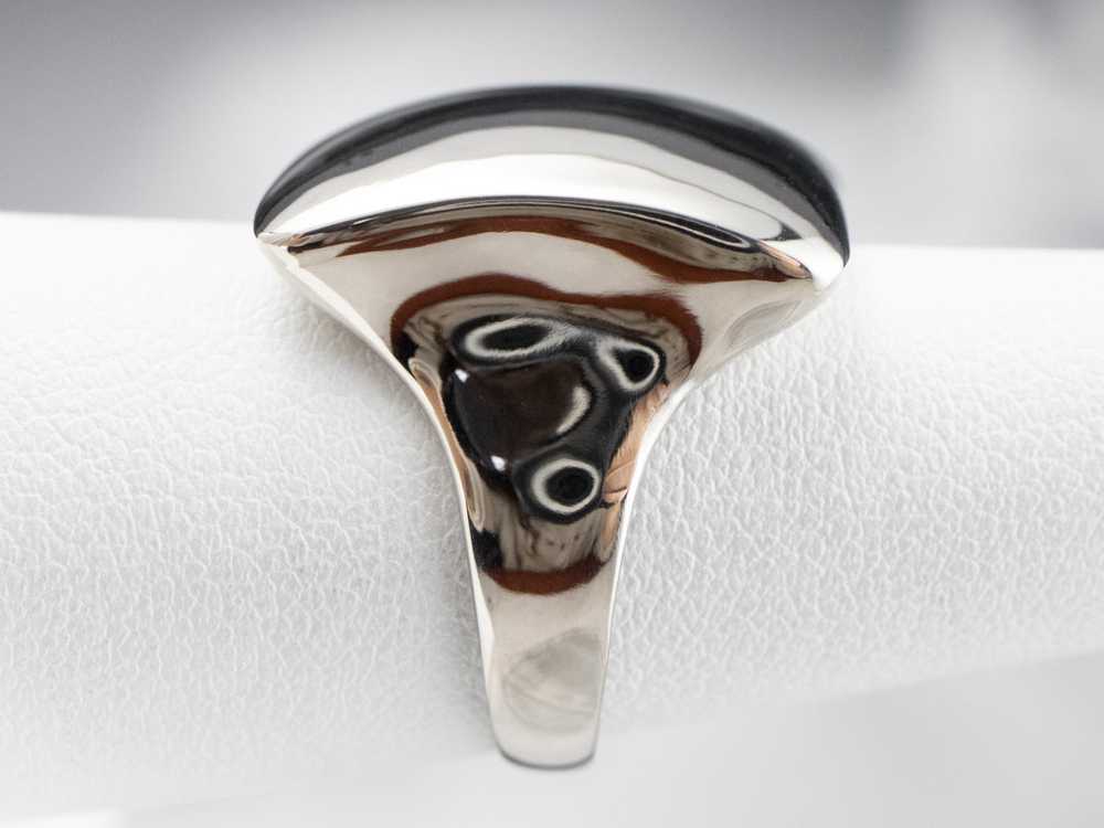 Square Domed 14K White Gold Statement Ring - image 9