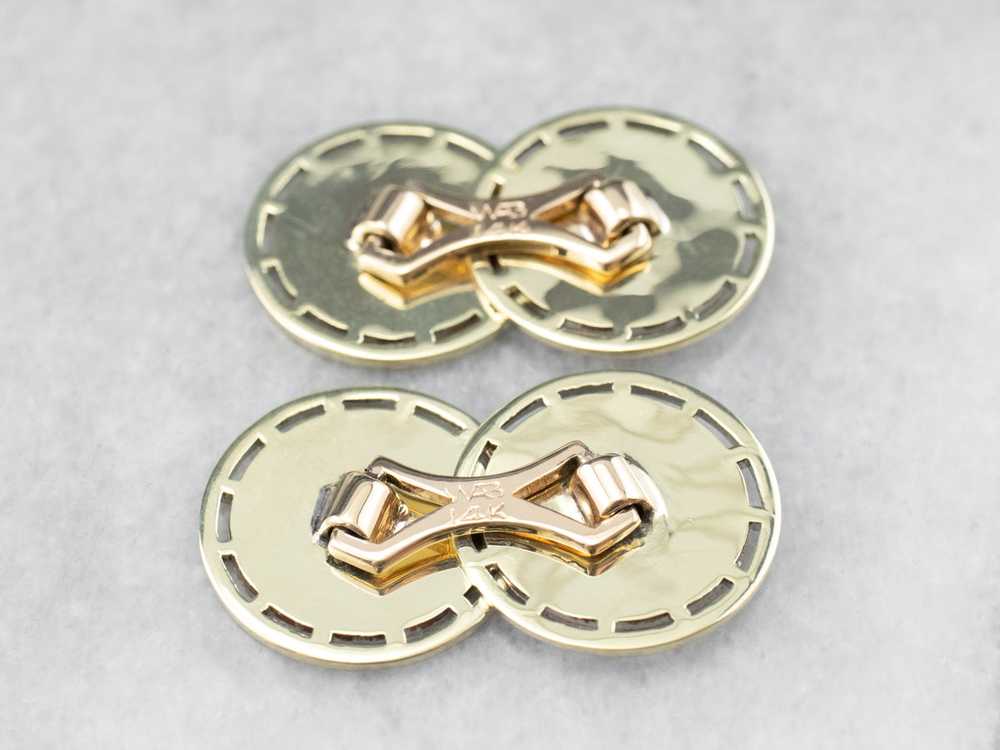 Vintage Etched Two Tone Gold Cufflinks - image 5