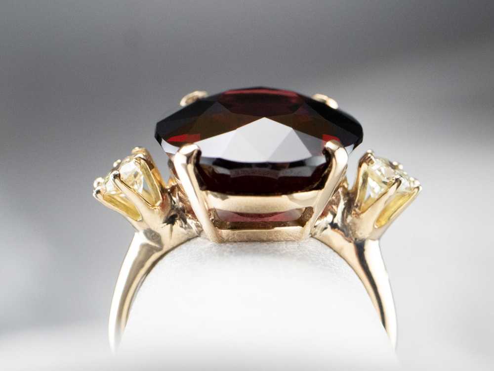 Three Stone Garnet and Diamond Ring - image 8