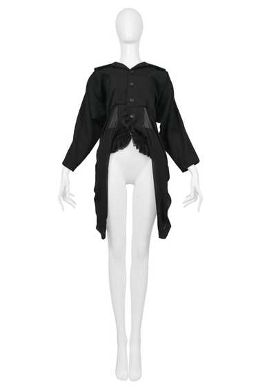 COMME DES GARCONS BLACK WOOL & CHIFFON RUFFLE JACK