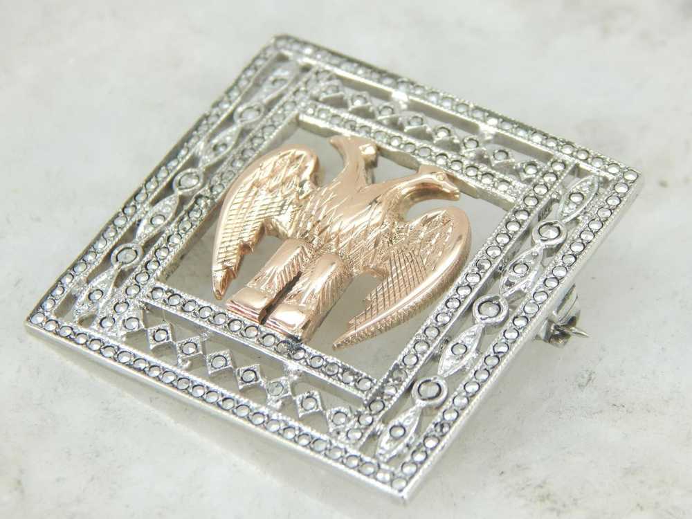 Incredible Art Deco Brooch in Sterling and Marcas… - image 3