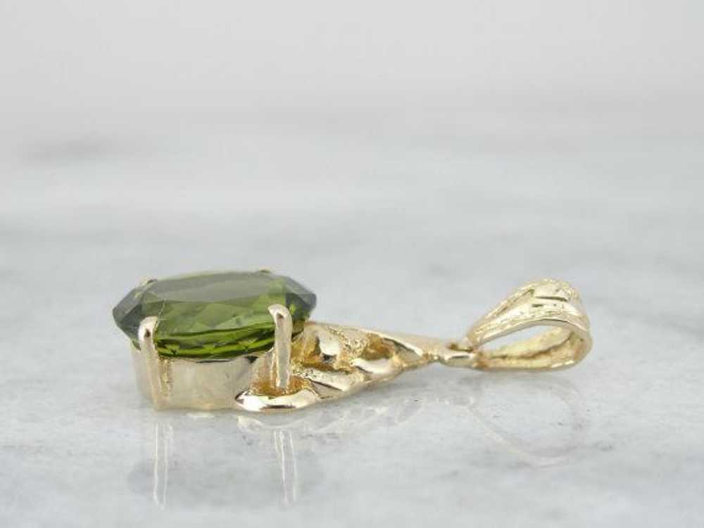 Olive Green Peridot Gold Pendant - image 3