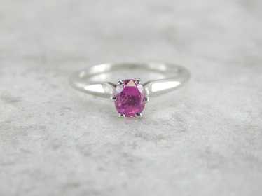 Perfectly Pink Sapphire and Platinum Engagement R… - image 1