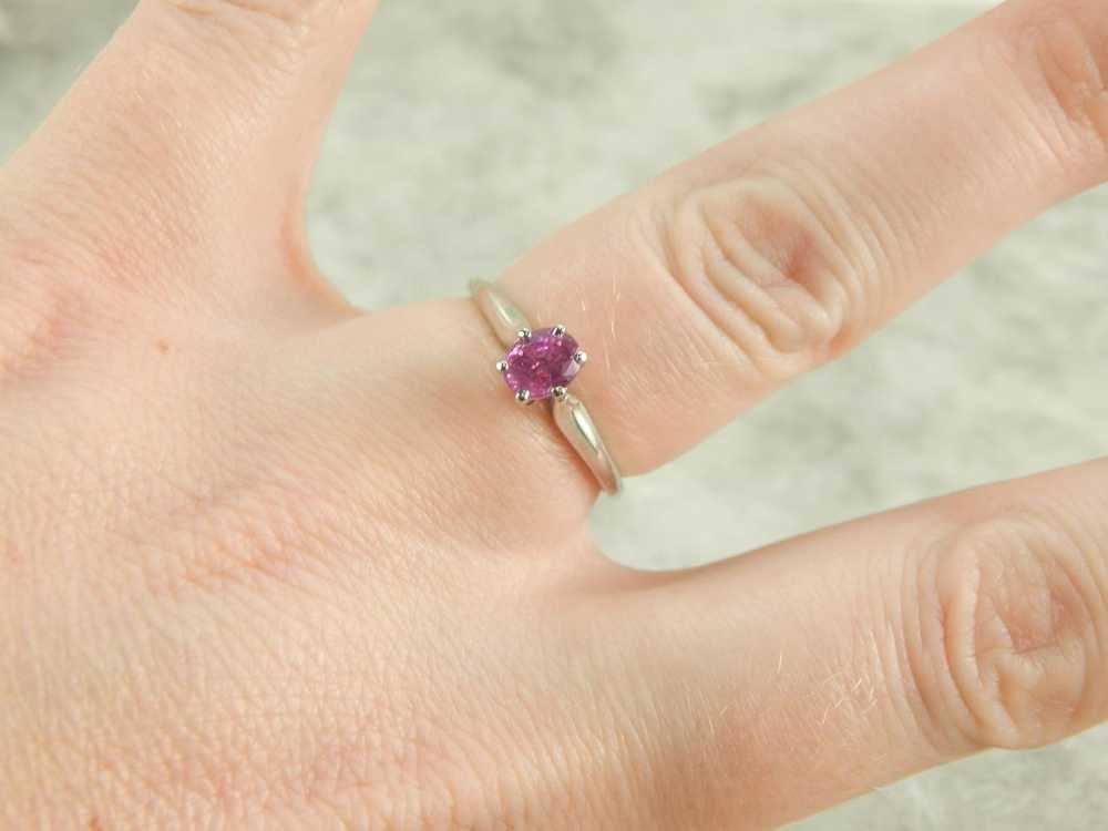 Perfectly Pink Sapphire and Platinum Engagement R… - image 4