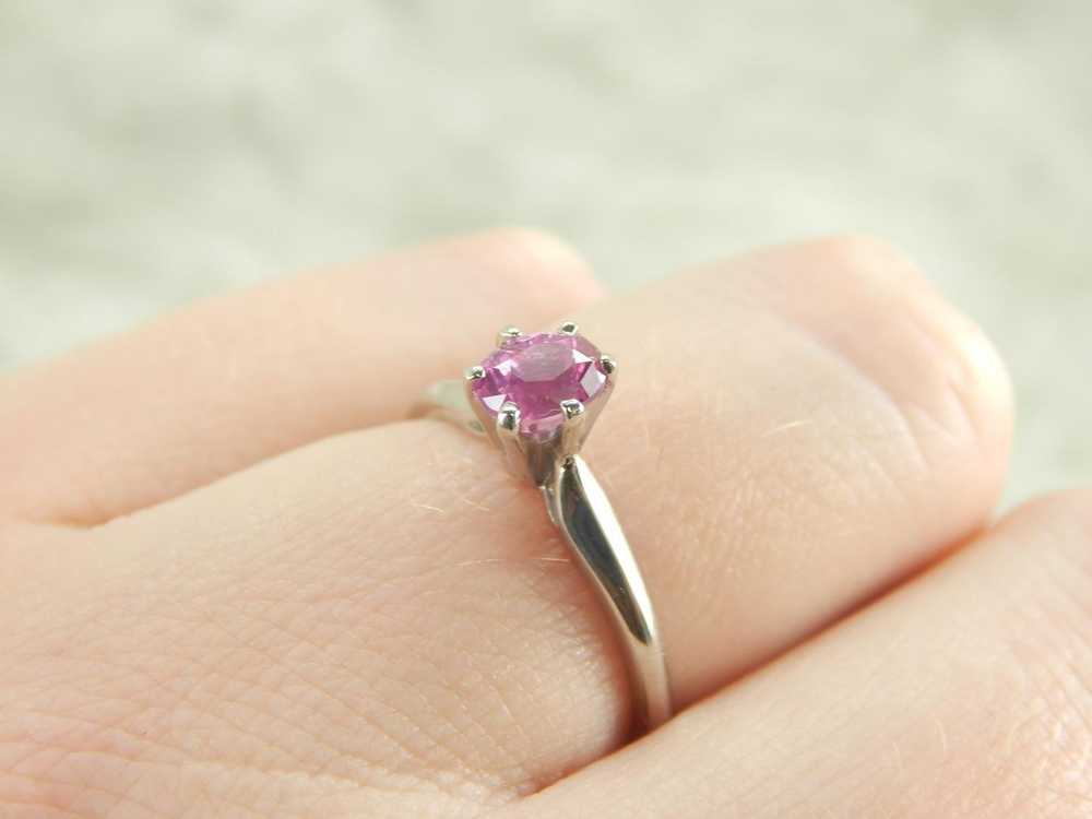 Perfectly Pink Sapphire and Platinum Engagement R… - image 5