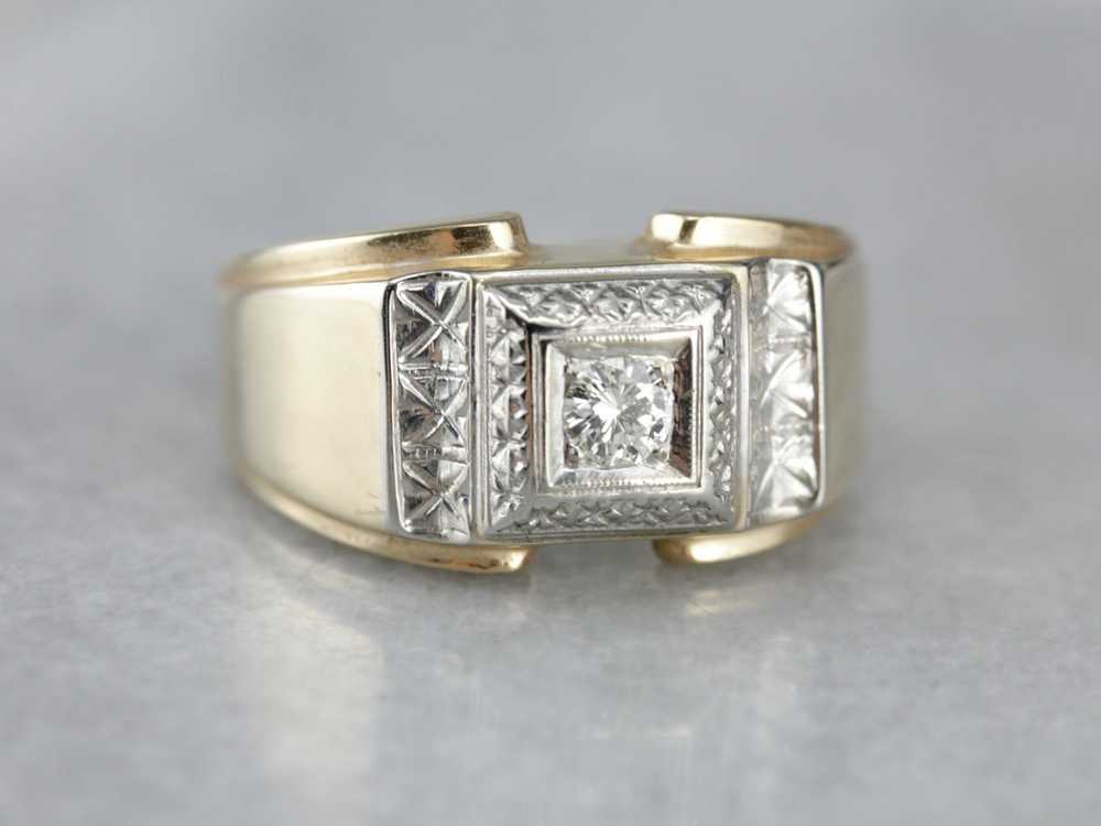 Men's 1940's Retro Era Diamond Ring - image 2