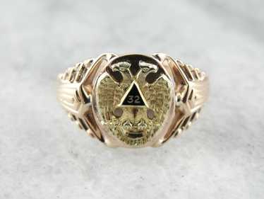 Simply Handsome Vintage Masonic Ring in Rose Gold - image 1