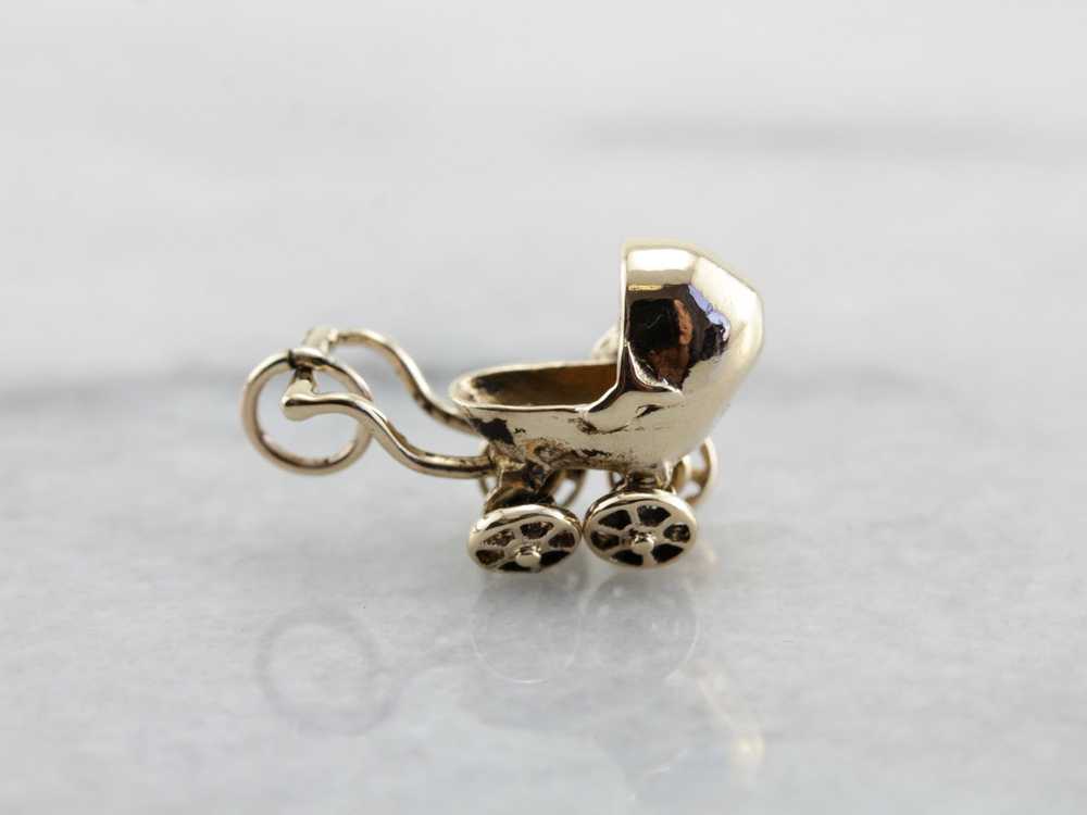 Baby Shower Keepsake, Gold Baby Carriage Charm - image 2
