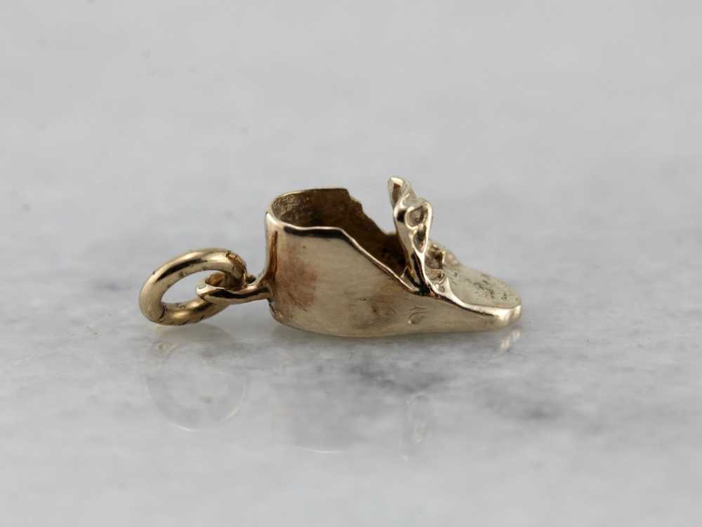 Sweet Vintage Baby Shoe Charm in Yellow Gold - image 2