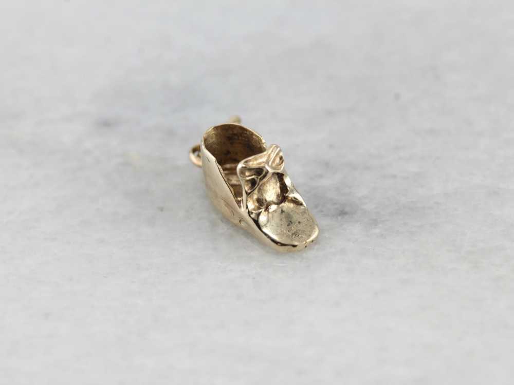 Sweet Vintage Baby Shoe Charm in Yellow Gold - image 3
