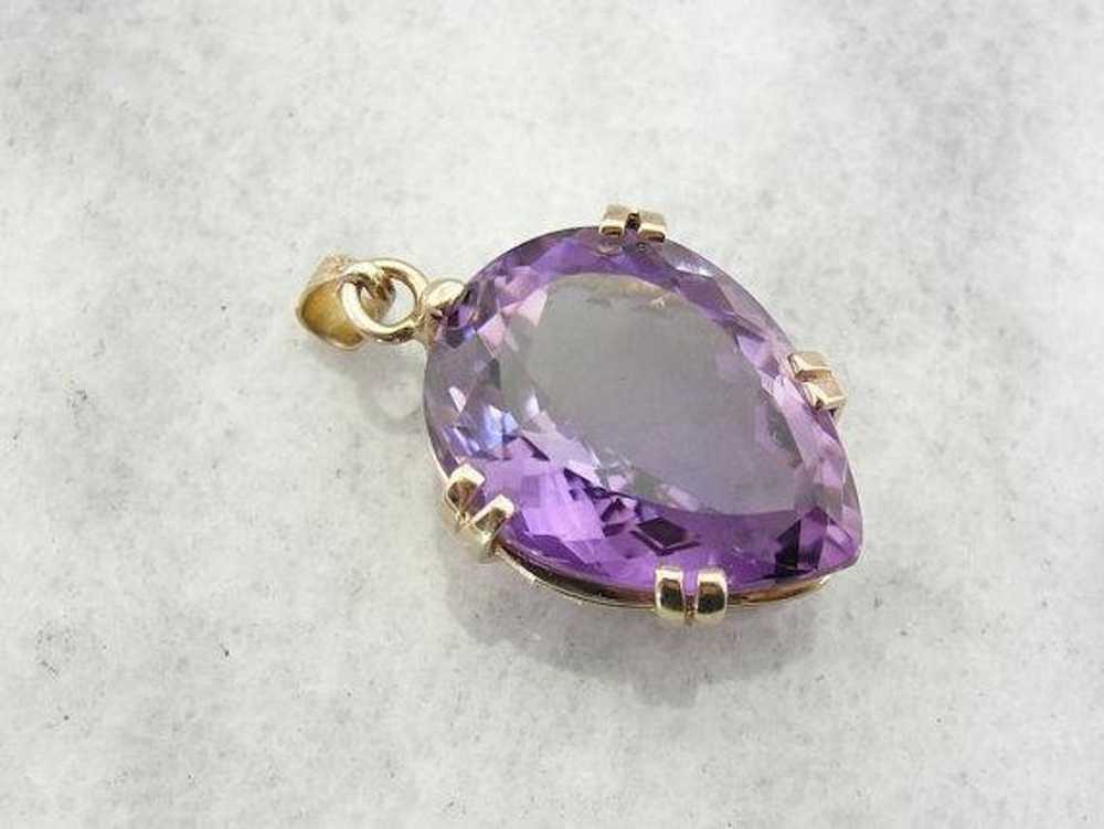 Mid-Century Pear Cut Amethyst Gold Statement Pend… - image 3