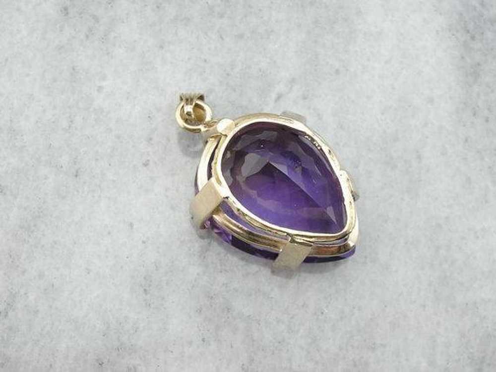 Mid-Century Pear Cut Amethyst Gold Statement Pend… - image 4