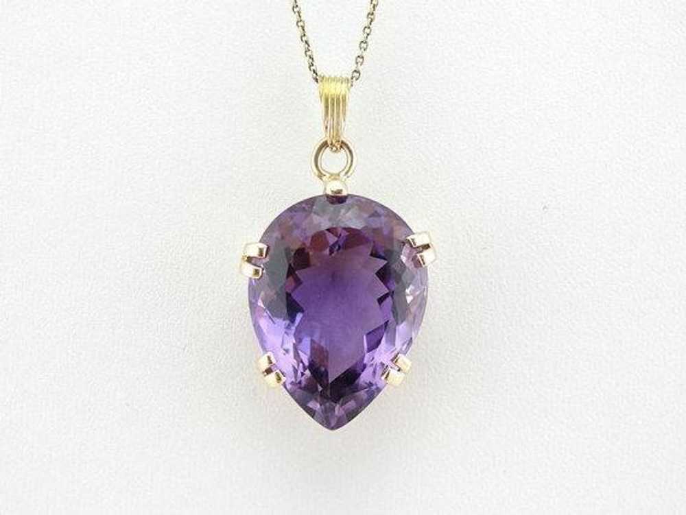 Mid-Century Pear Cut Amethyst Gold Statement Pend… - image 5