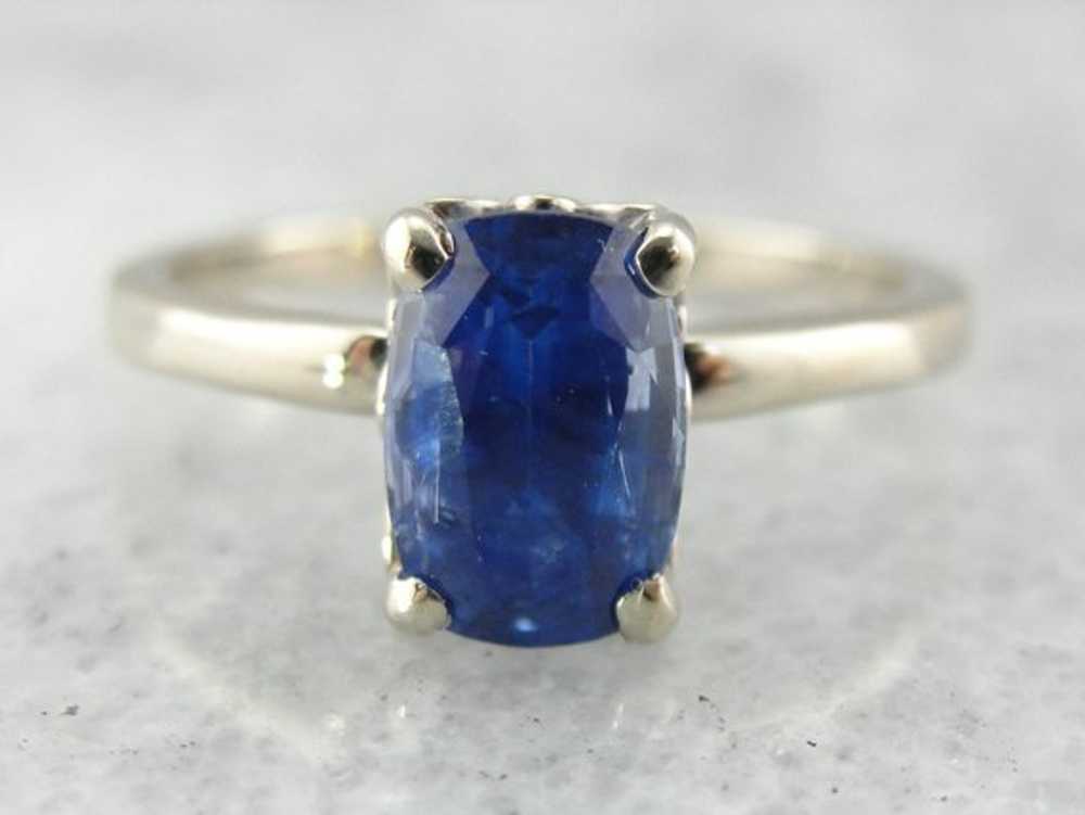 Cornflower Blue Sapphire Solitaire Engagement Ring - image 2