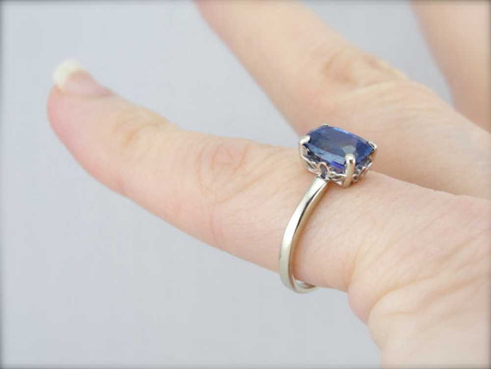 Cornflower Blue Sapphire Solitaire Engagement Ring - image 5