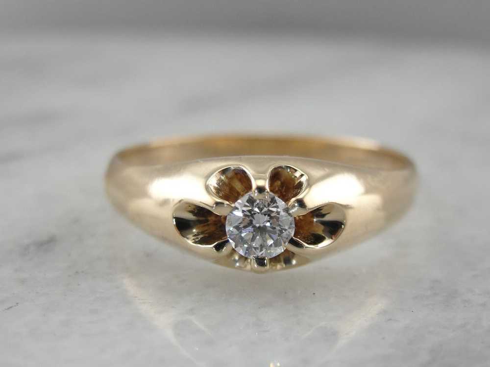 Antique Diamond Engagement Ring in Belcher Setting - image 1